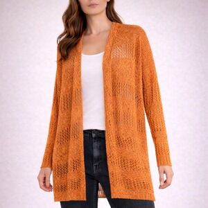 NWT Lilly Pulitzer Women's Orange Open-Knit Cardigan Sweater Longline Size XL